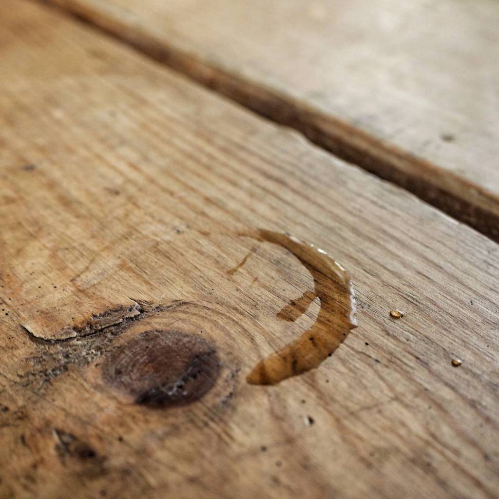 Zoom tâche d'eau sur meuble en bois